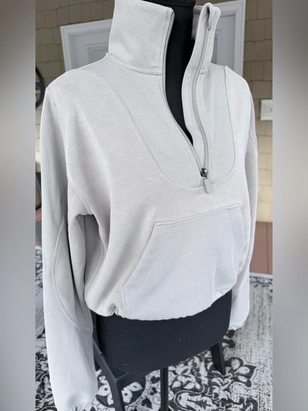 Lululemon Brushed Softstreme Ribbed Half Zip Riverstone Size 2